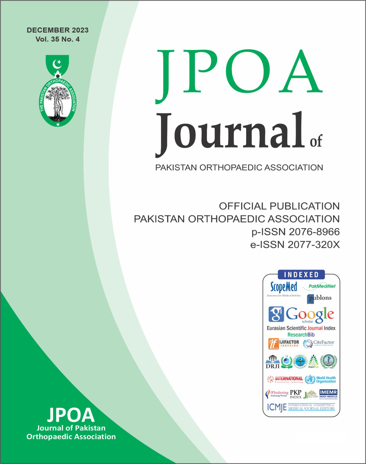 					View Vol. 35 No. 04 (2023): Journal of Pakistan Orthopaedic Association
				
